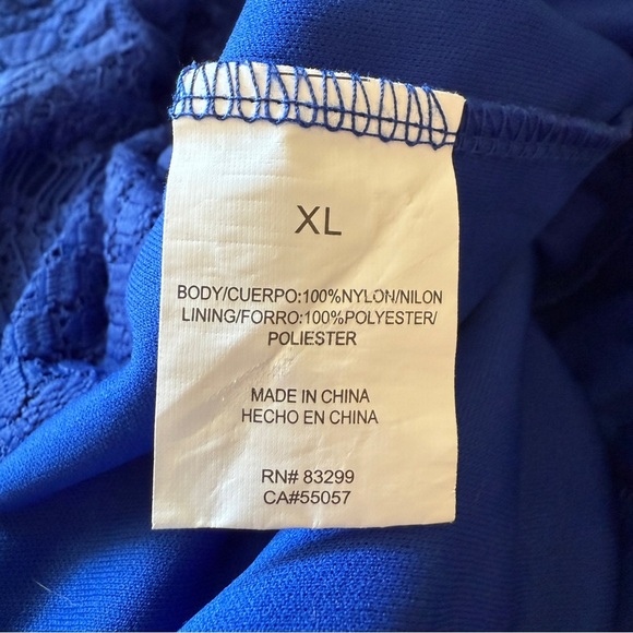 TIANA B Lace Crochet Bodycon Cocktail Dress Size XL Cobalt Blue Wedding Romance - Picture 8 of 9